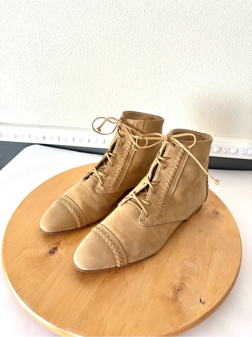 Joseph Abboud Lace-Up Suede Ankle Boots in Tan Size 8